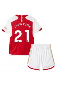 Arsenal Fabio Vieira #21 Jalkapallovaatteet Lasten Kotipeliasu 2023-24 Lyhythihainen (+ Lyhyet housut)